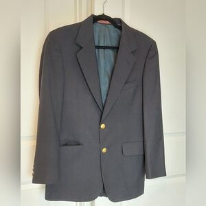 Nordstrom Bozzalla & Lesna Men's Black Wool Blazer Jacket Gold Buttons Size 39 R